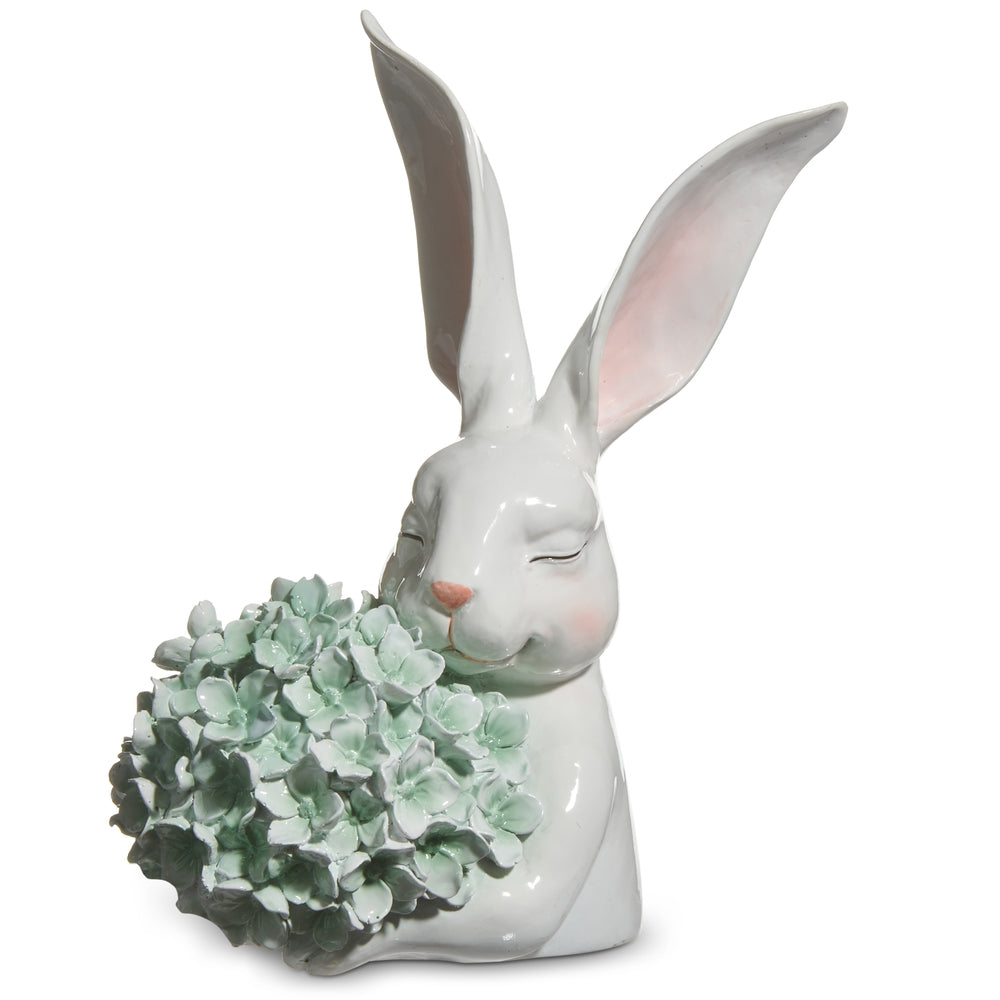 10.5" Bunny With Green Hydrangea