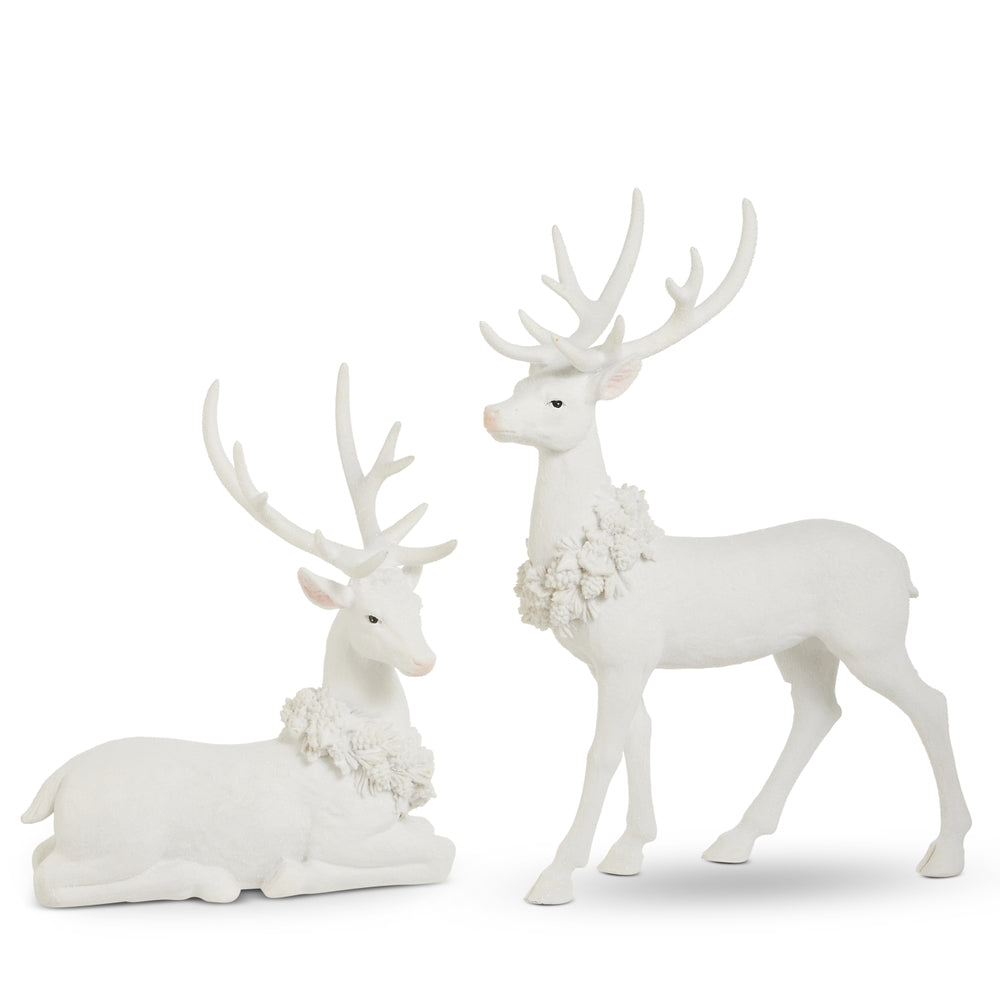 16" Flocked Deer with Wreath