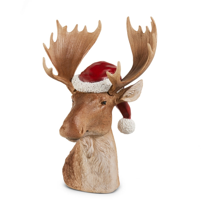 15" Moose with Santa Hat Bust