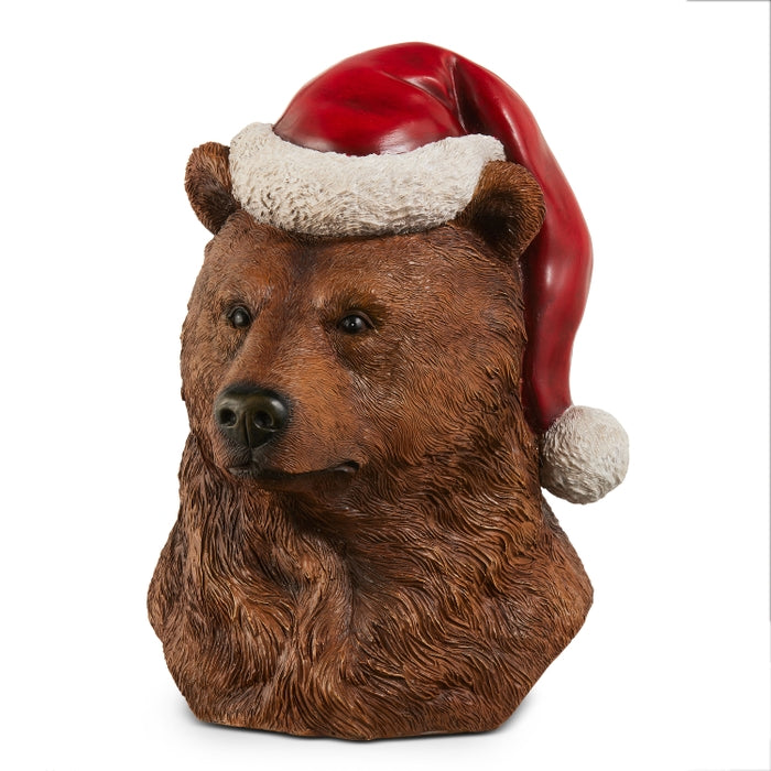 10" Bear with Santa Hat Bust