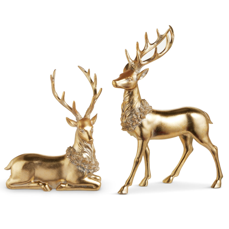 17.75" Gold Deer with Wreath