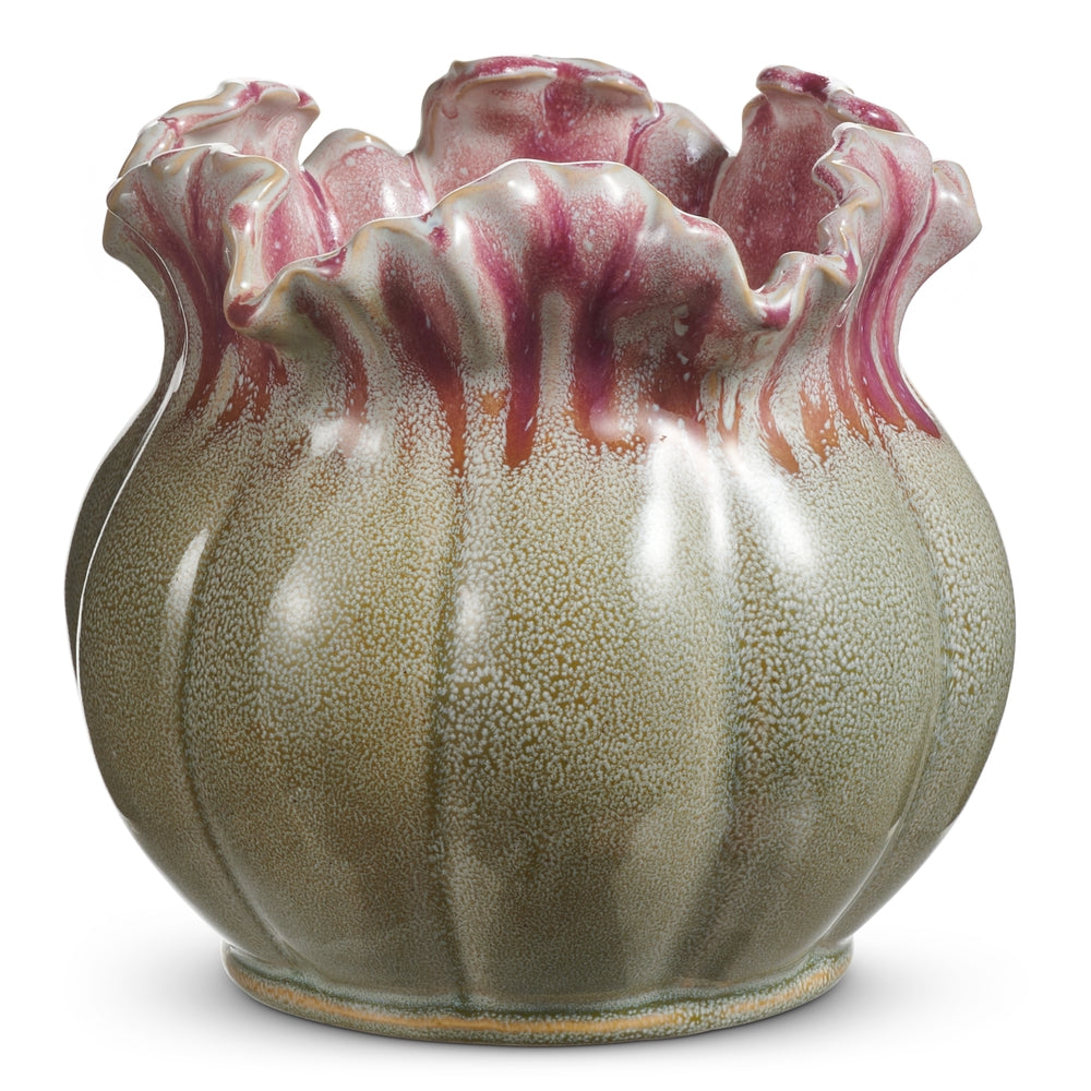 7.25" Pink Ruffle Speckled Planter
