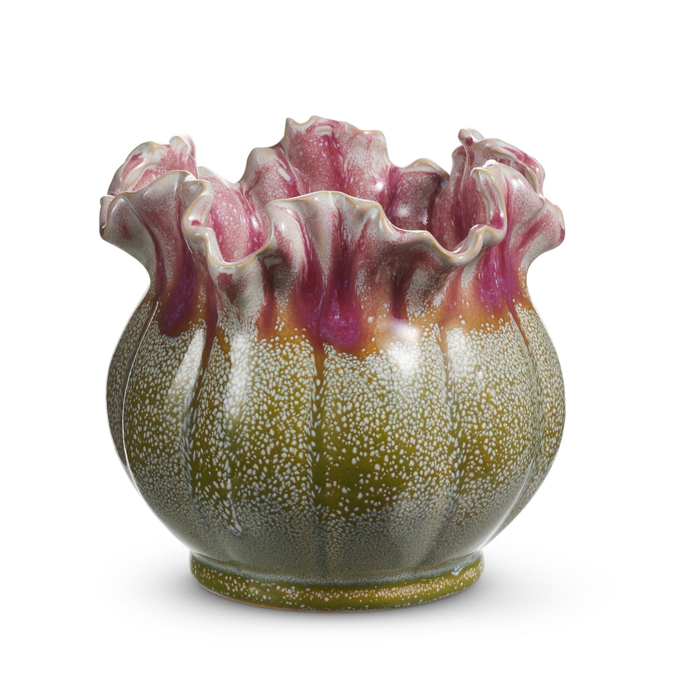 5.5" Pink Ruffle Speckled Planter
