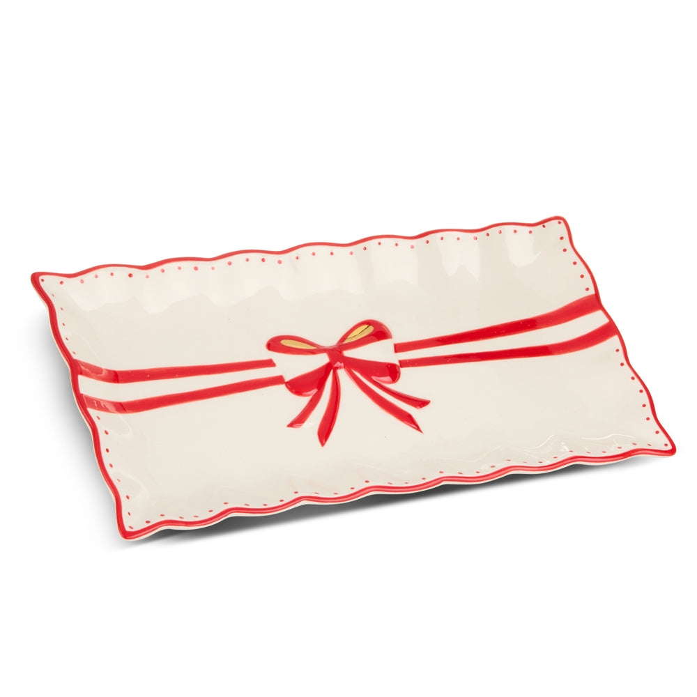 13.5" Red Bow Rectangle Plate
