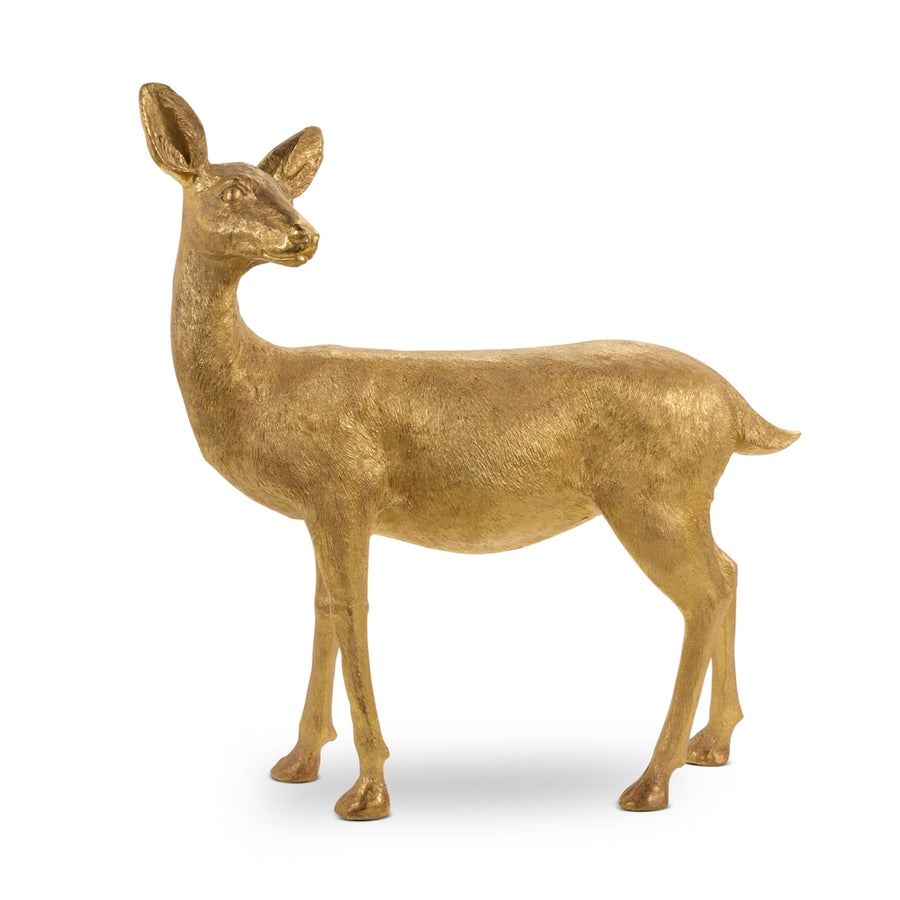 35" Gold Standing Doe Statue