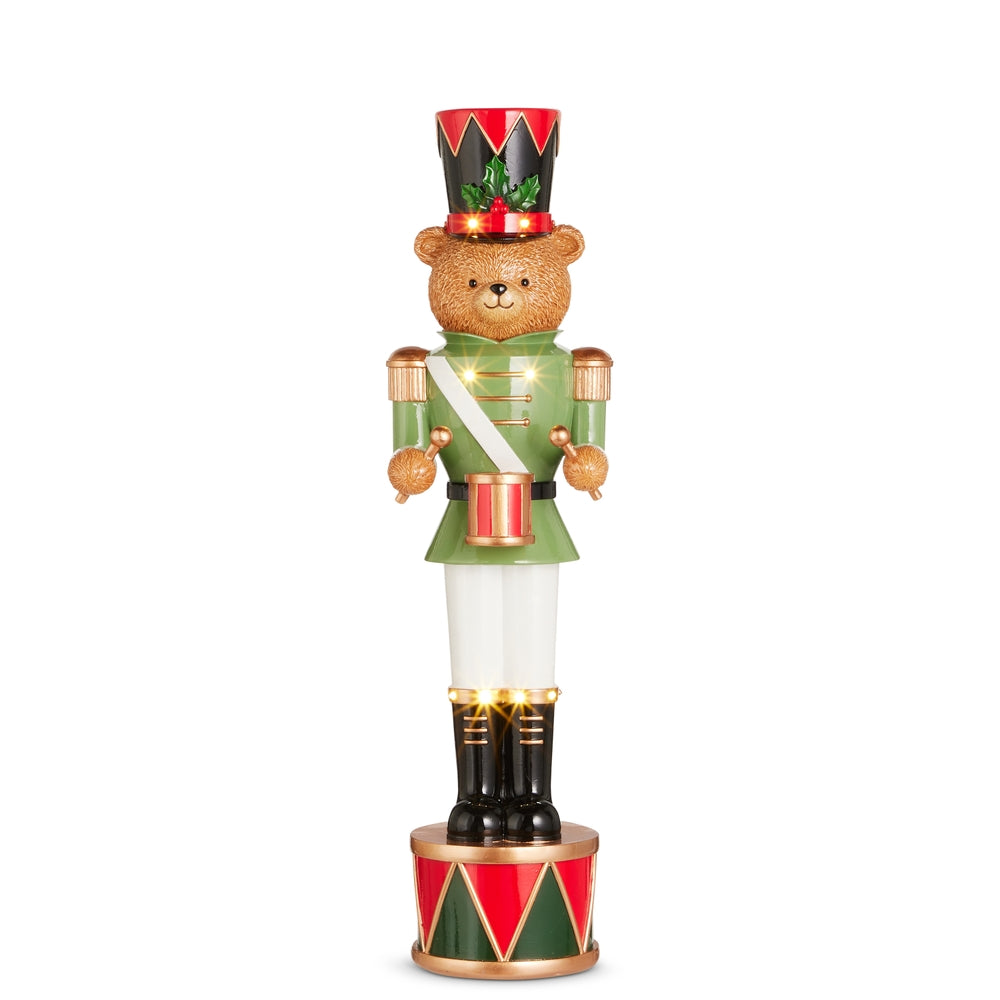 21.75" Lighted Bear Nutcracker on Drum