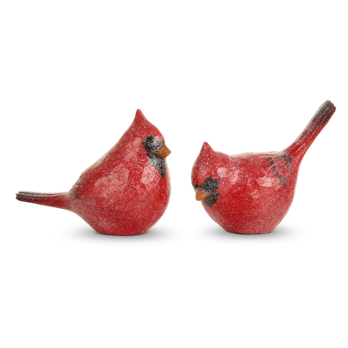 7" Glitter Carved Cardinals