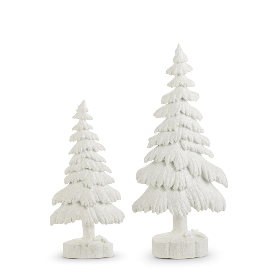 17.75" White Glittered Trees