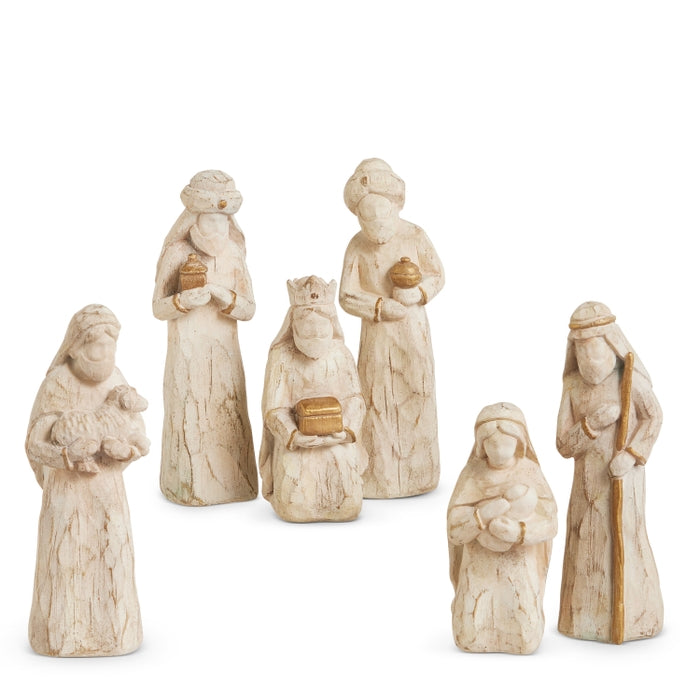 5" White Carved Nativity