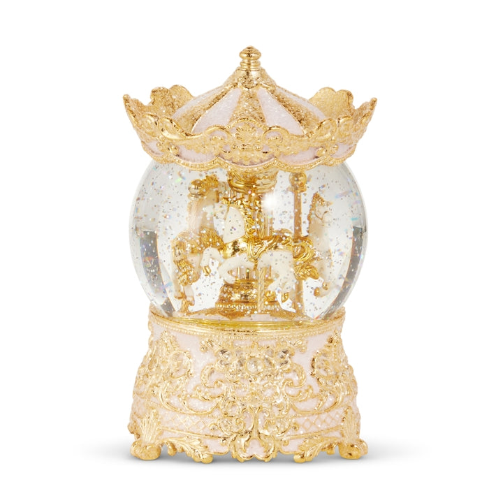 8" Gold Carousel Horse Water Globe