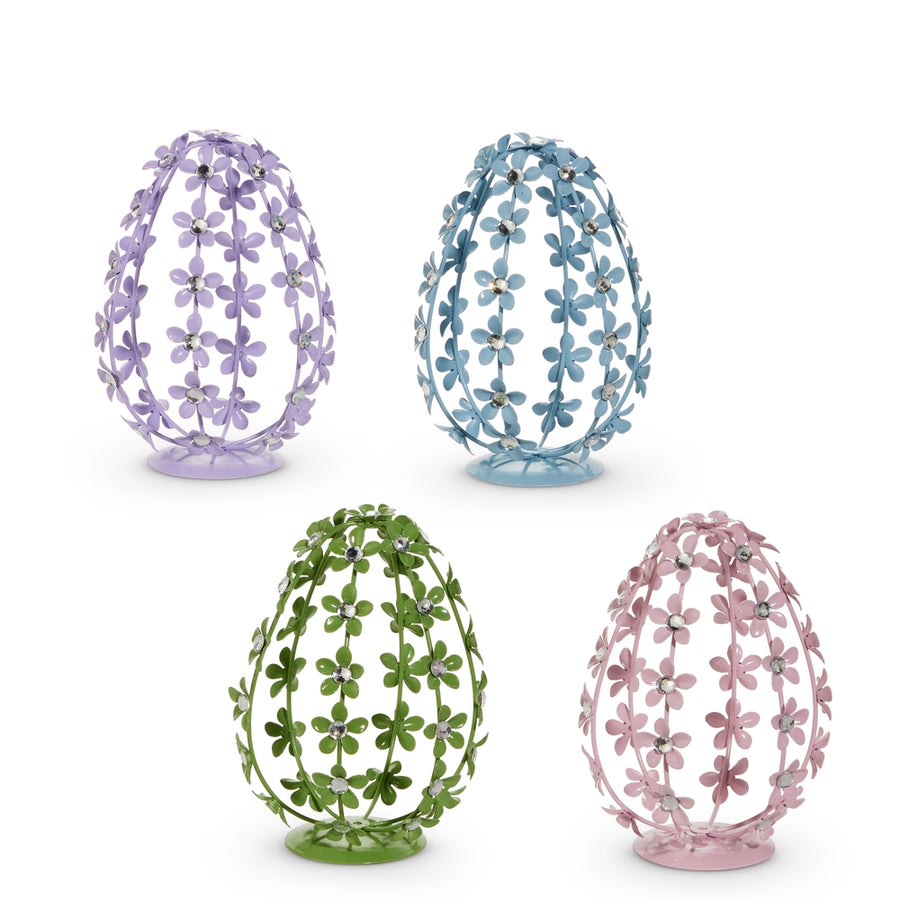 5" Pastel Jeweled Floral Egg