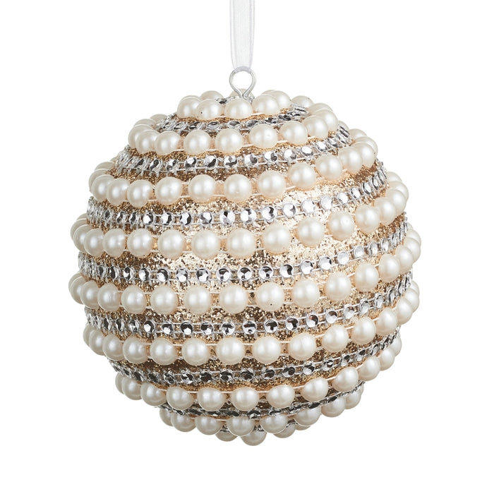 4" Pearled Ball Ornament