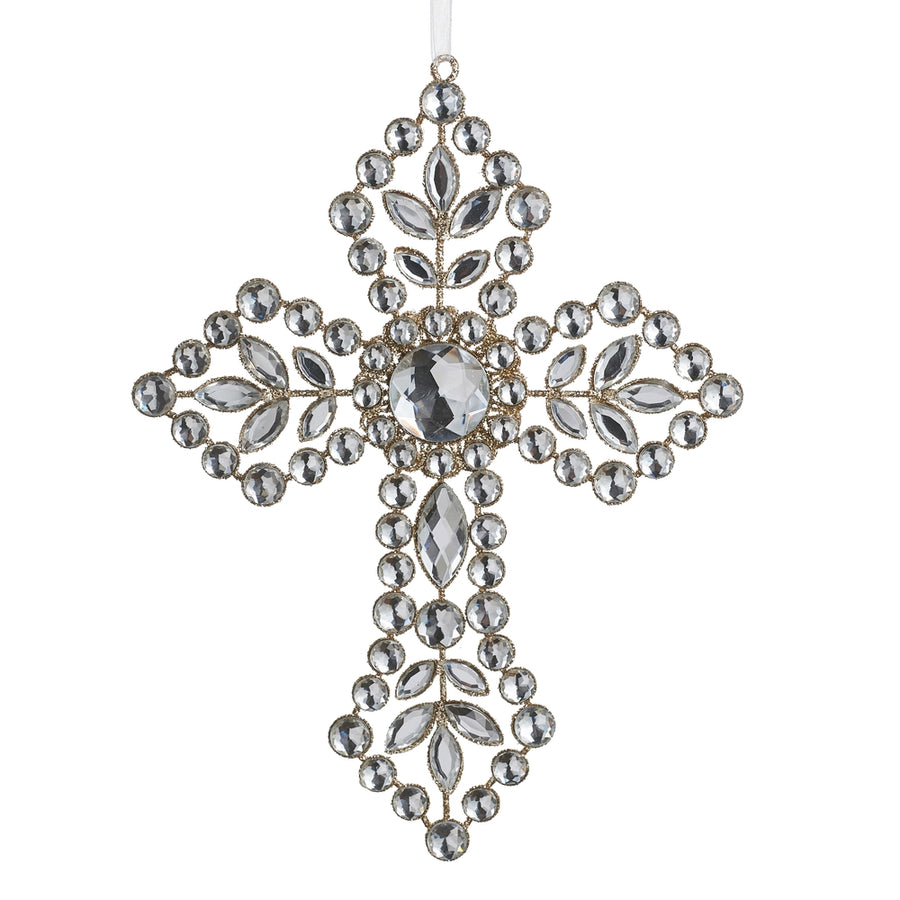9" Clear Jewel Cross Ornament