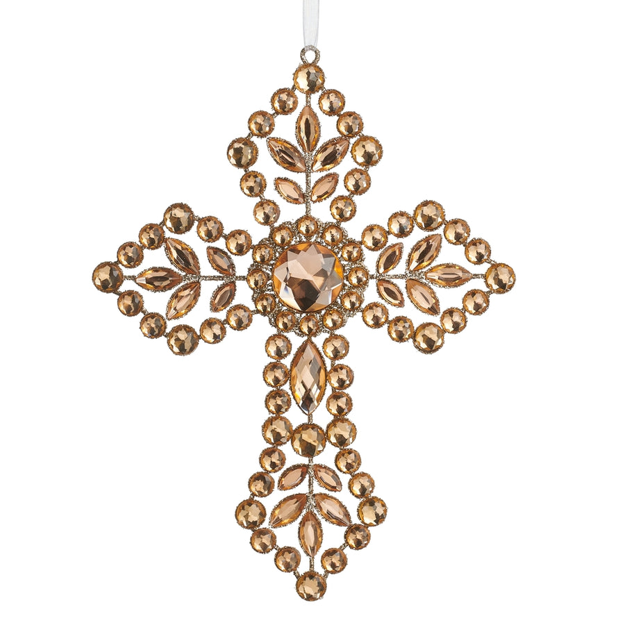9" Amber Jewel Cross Ornament