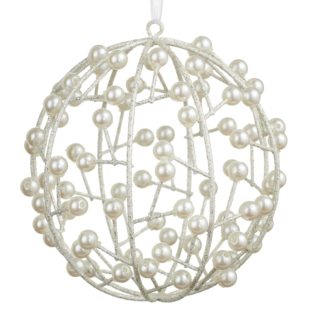 5" Pearl Ball Ornament | White