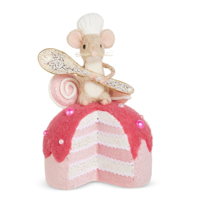 Pink Cake Baking Mouse Ornament 9 Inch Polyfoam