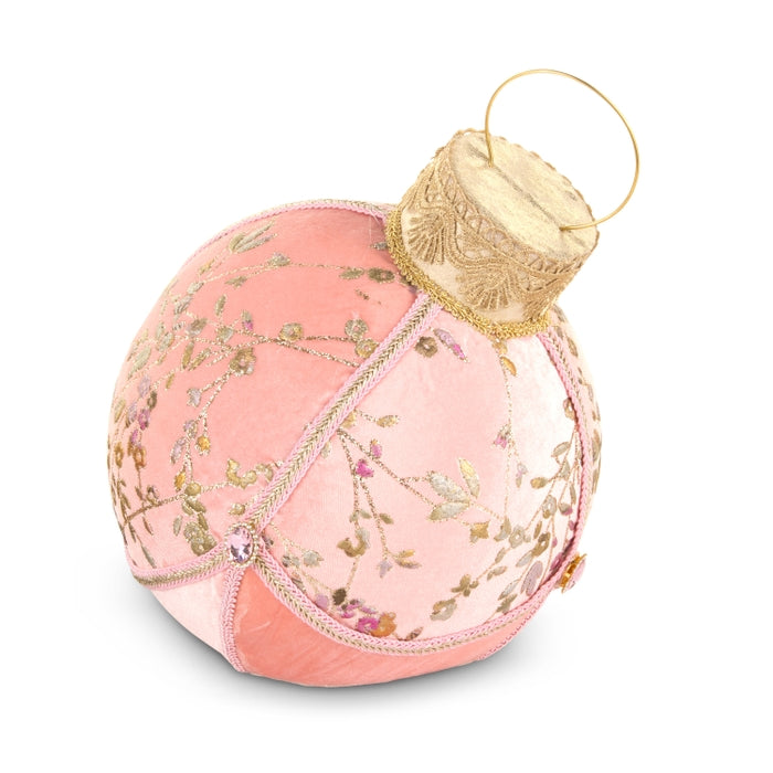 Pink Embroidered Sitting Ornament 11.5 Inch