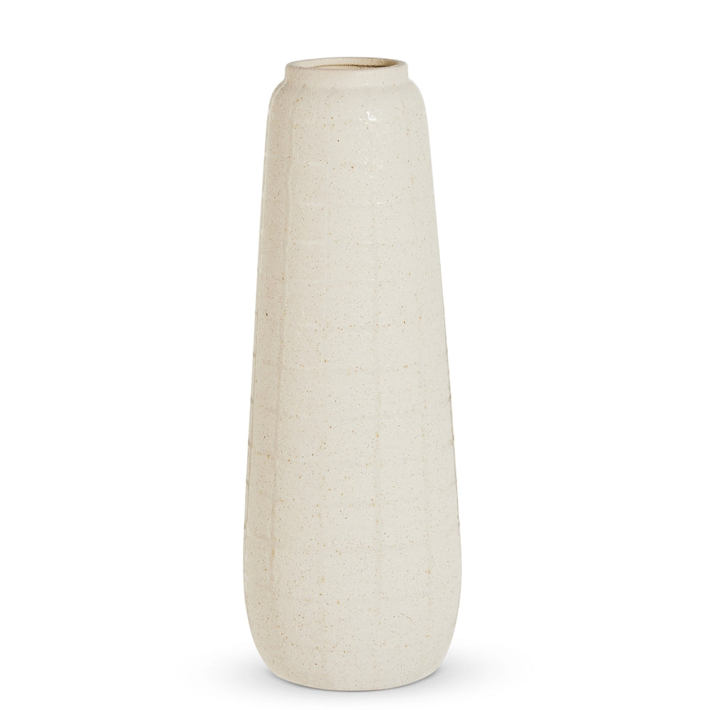 21" White Plaid Vase