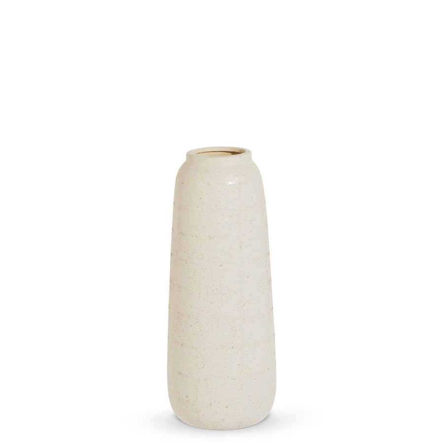 15" White Plaid Vase