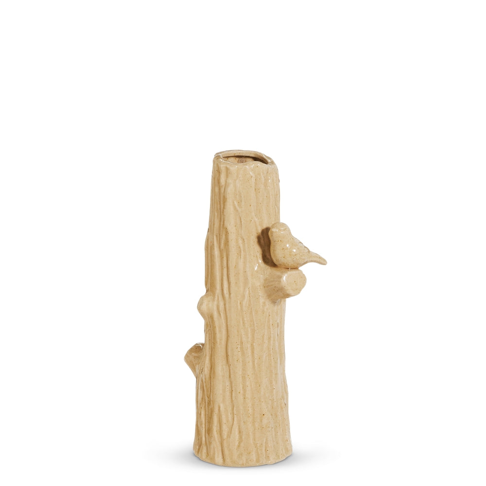 13.5" Bird Branch Vase - Natural Stoneware