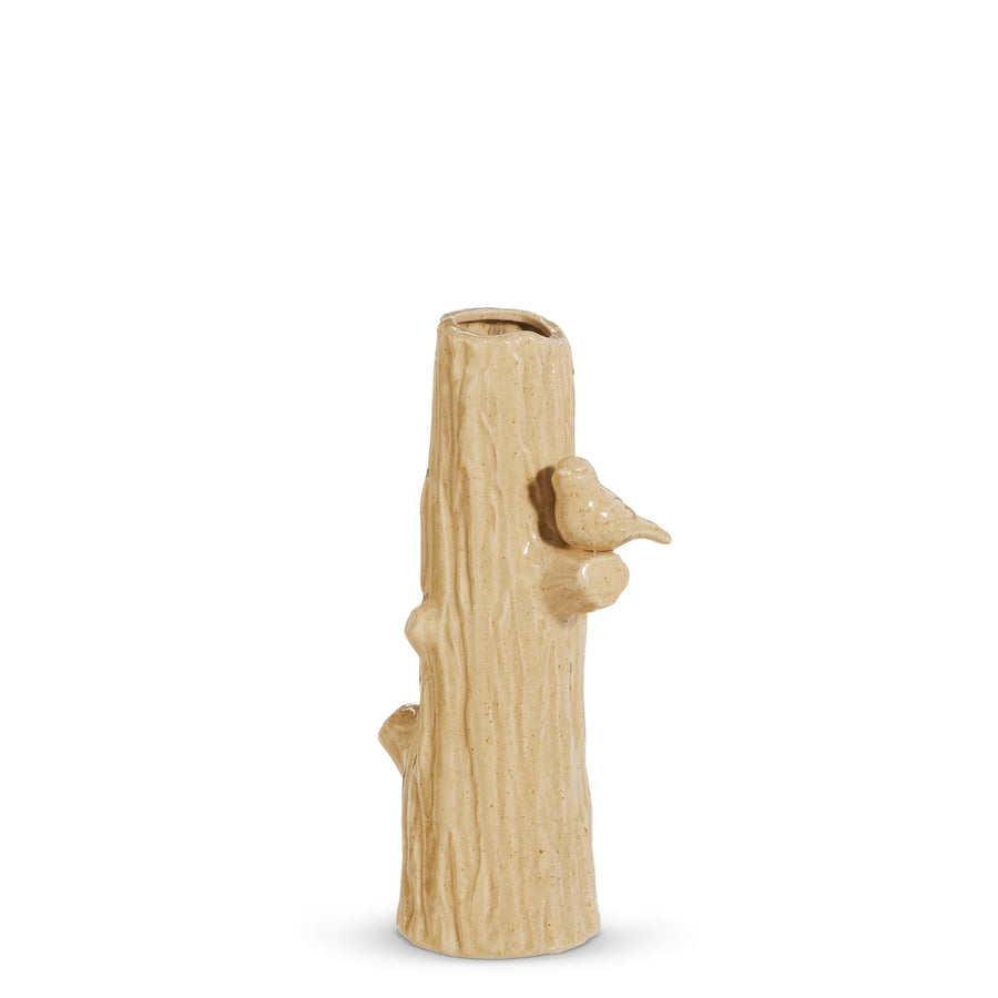 13.5" Bird Branch Vase - Natural Stoneware
