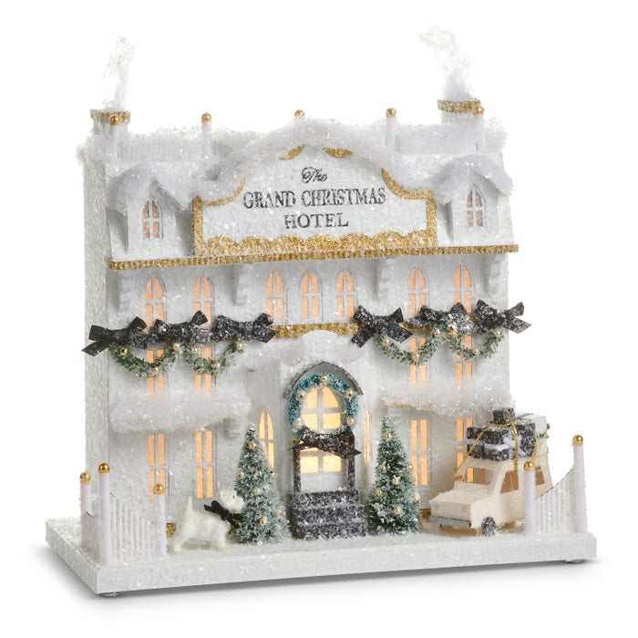 14.5" Lighted Paper Christmas Hotel
