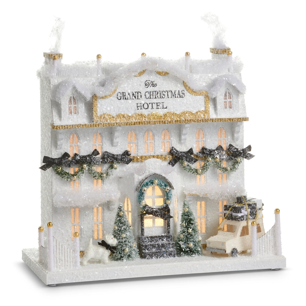 14.5" Lighted Paper Christmas Hotel