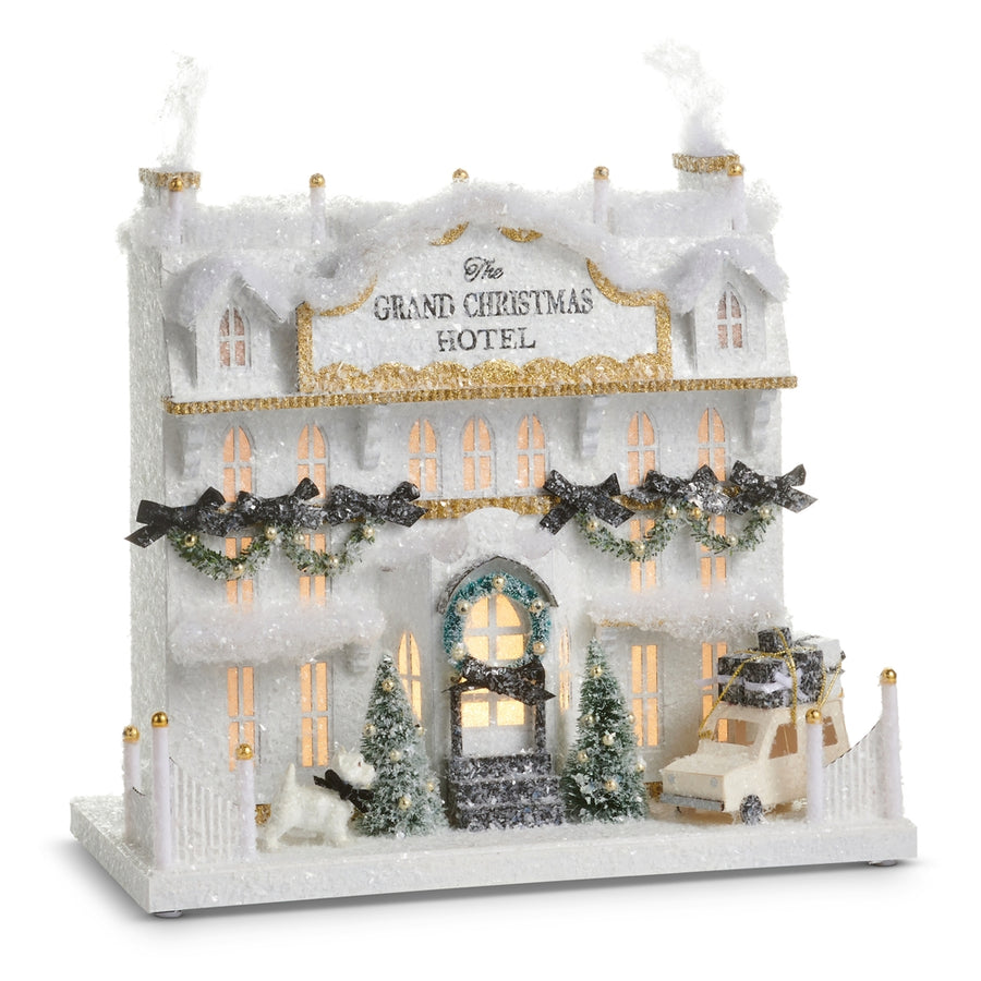 14.5" Lighted Paper Christmas Hotel