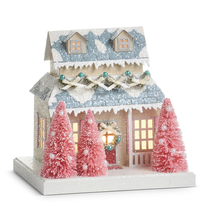 Lighted Paper Cottage 7.75 Inch Multicolor