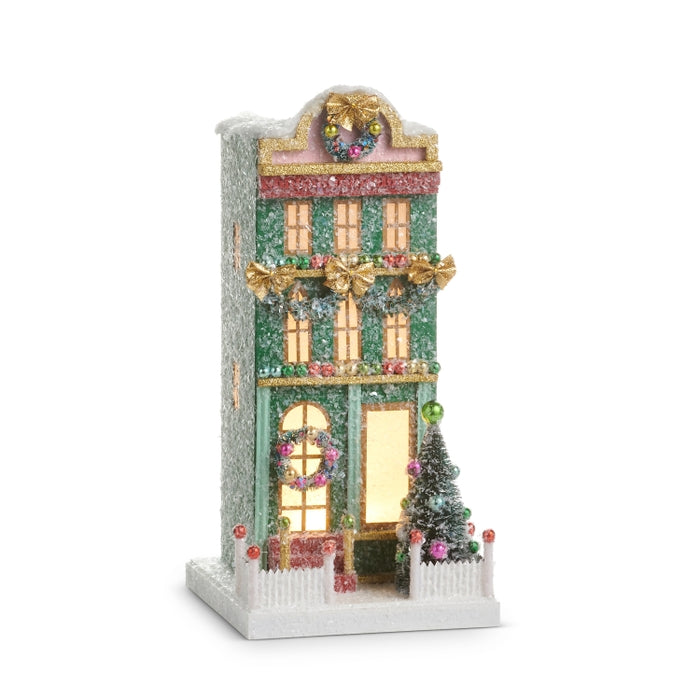 12.5" Green Lighted Paper House