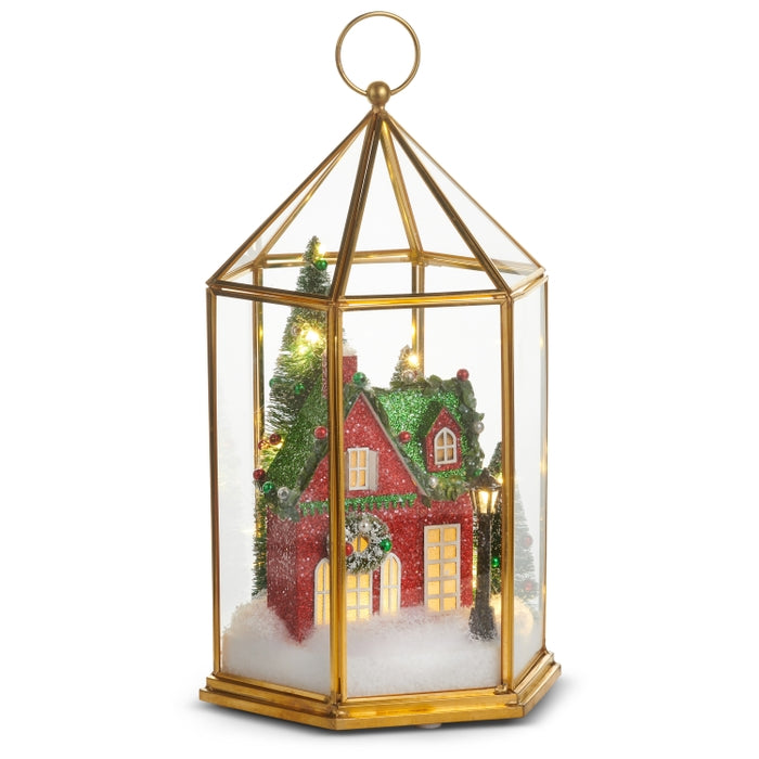 11.5" Lighted Christmas House Terrarium