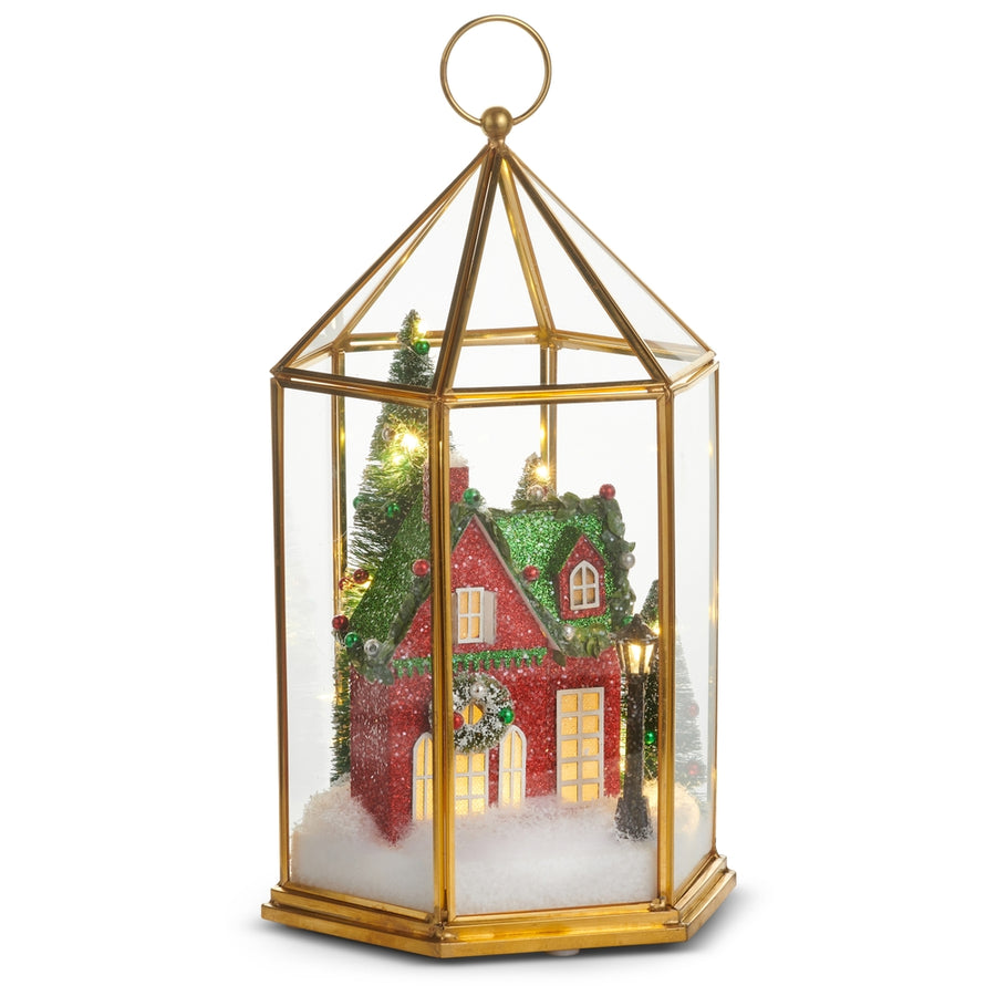 11.5" Lighted Christmas House Terrarium