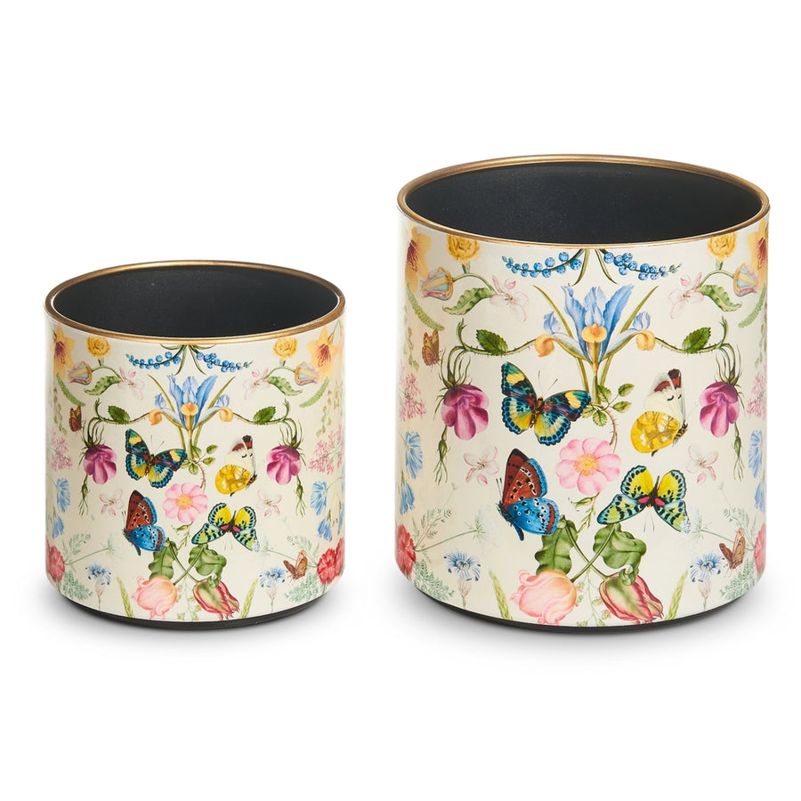 Set Of 2 Multicolor 6.5" Botanical Flight Containers