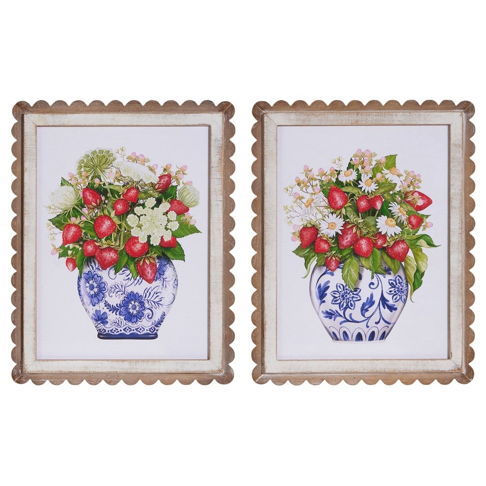 18" Wild Berry in Vase Scalloped Framed Wall Art