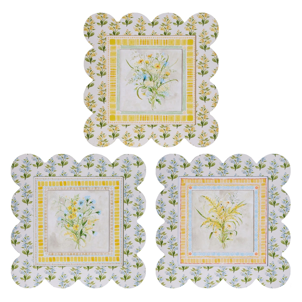 14" Floral Tile Wall Art