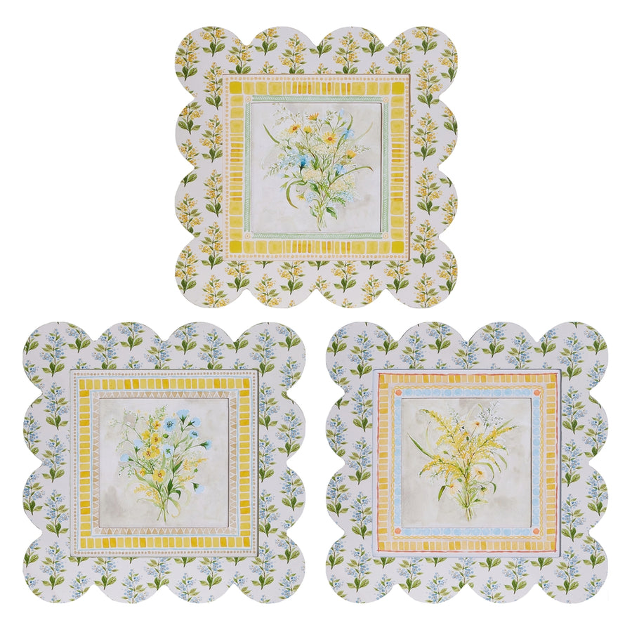 14" Floral Tile Wall Art