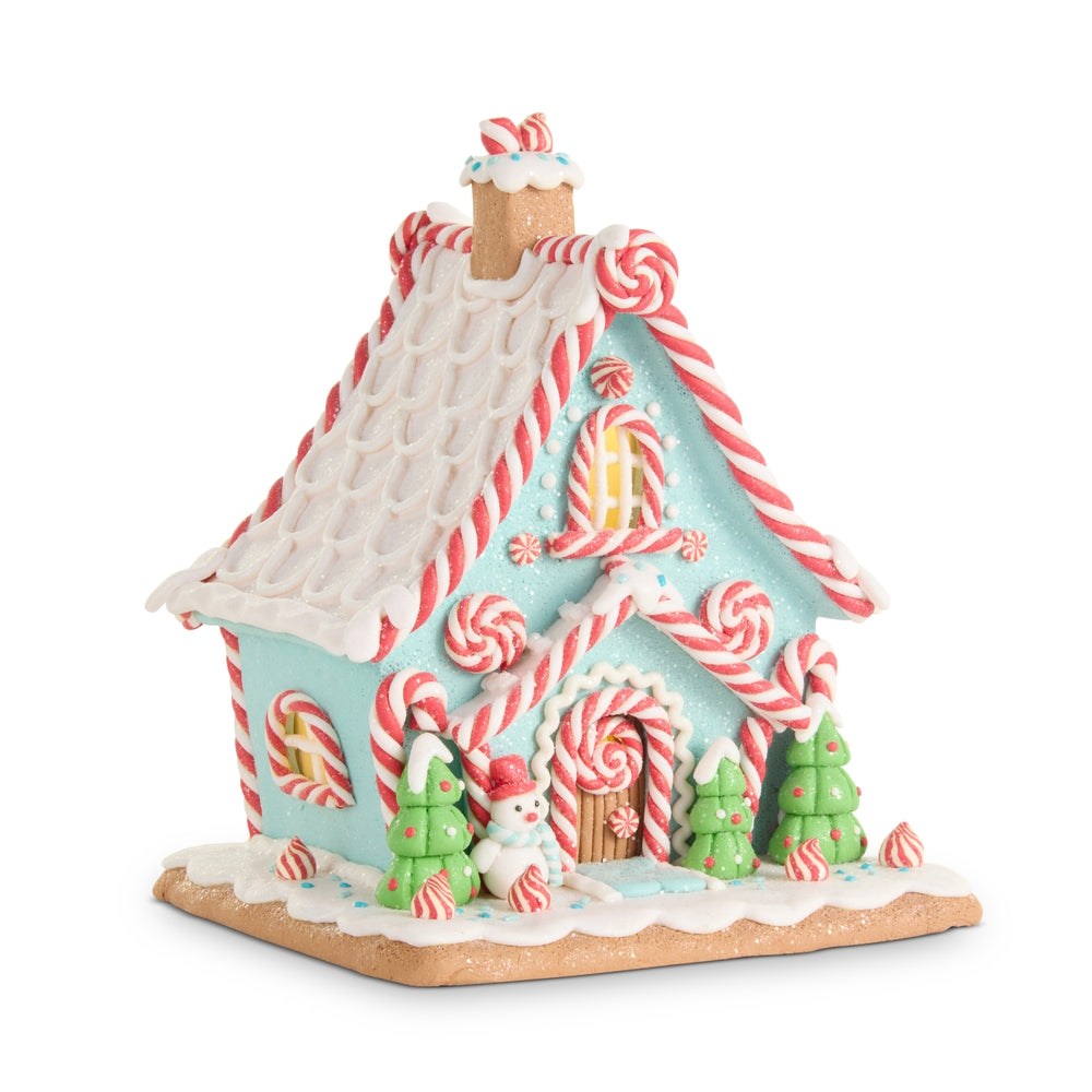 9.5" Traditional Peppermint Lighted Gingerbread House