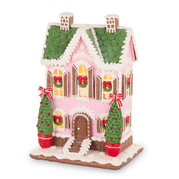 Gingerbread Cottage 12.5 Inch Pink Clay Dough Decoration