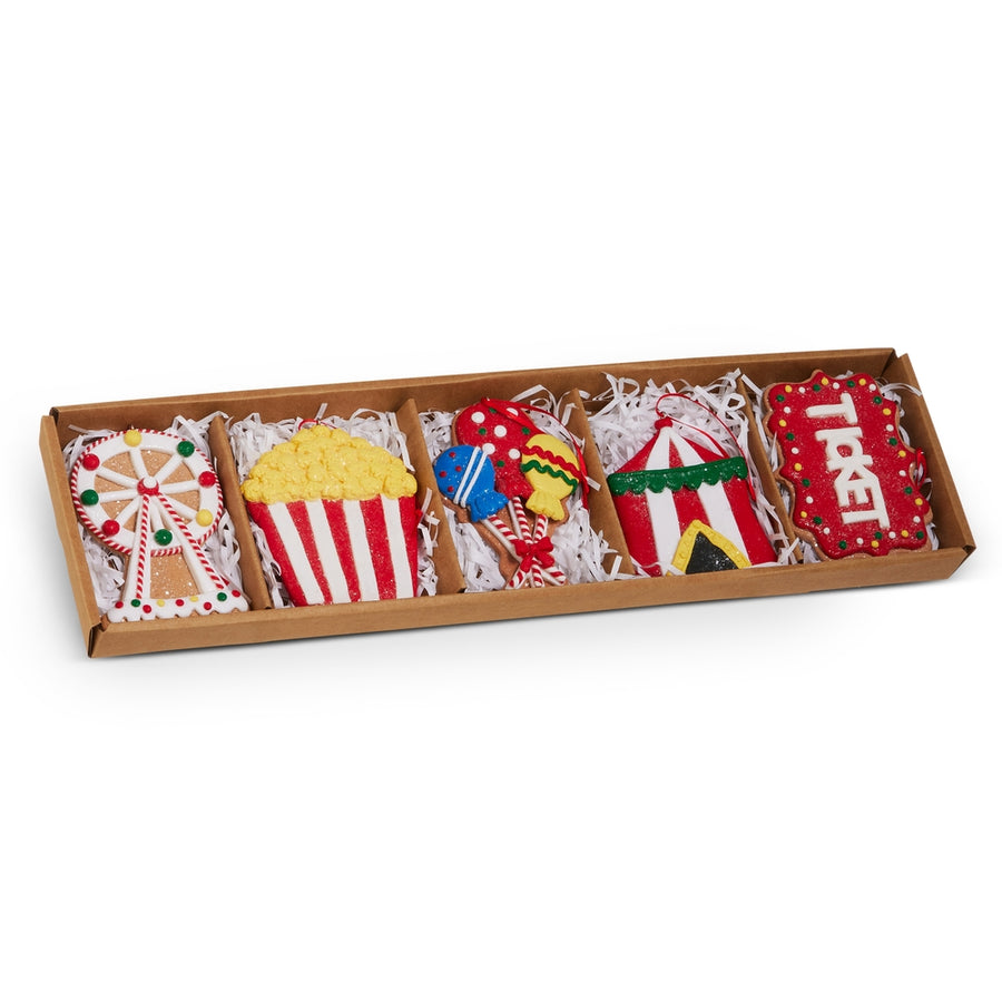4.5" Box of Circus Gingerbread Cookie Ornaments