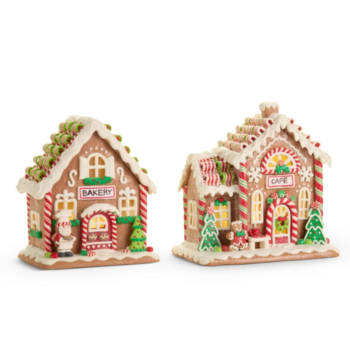 9.25" Lighted Gingerbread Shop
