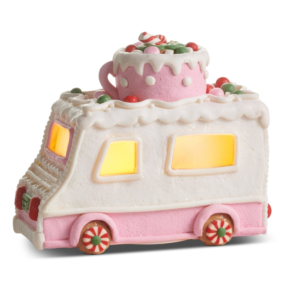 7.75" Lighted Gingerbread Hot Cocoa Truck