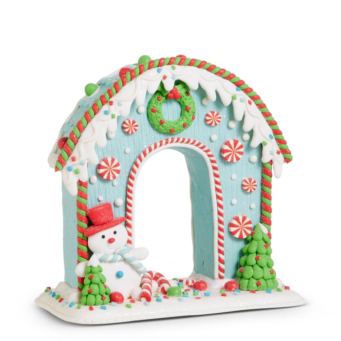 8.5" Blue Snowman Gingerbread Arch