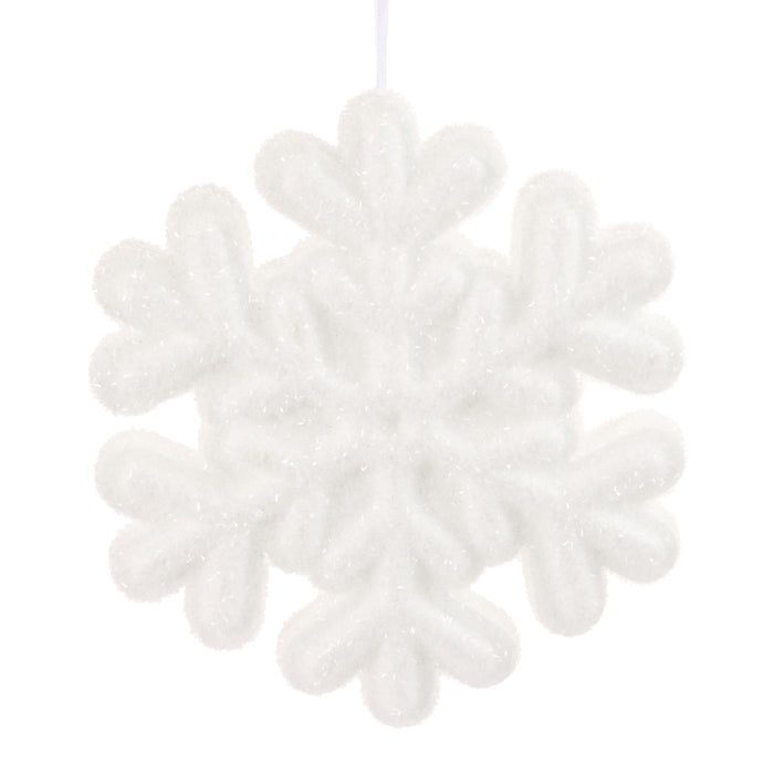 12" White Glittered Snowflake Ornament