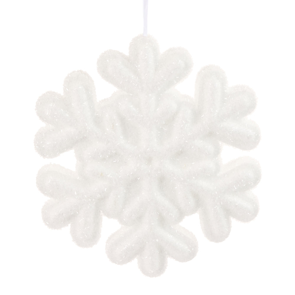 12" White Glittered Snowflake Ornament
