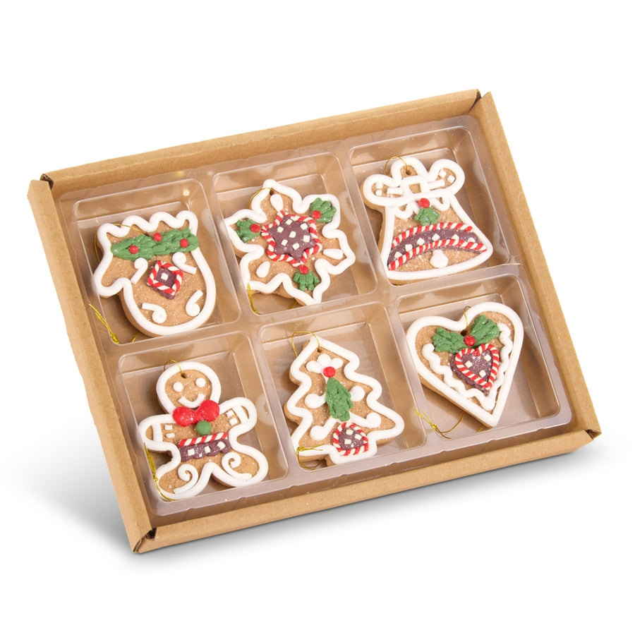 2" Box of Mini Chocolate Decorated Gingerbread Cookie Ornaments