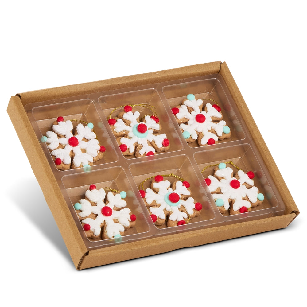 2" Box of Mini Gingerbread Snowflake Ornaments