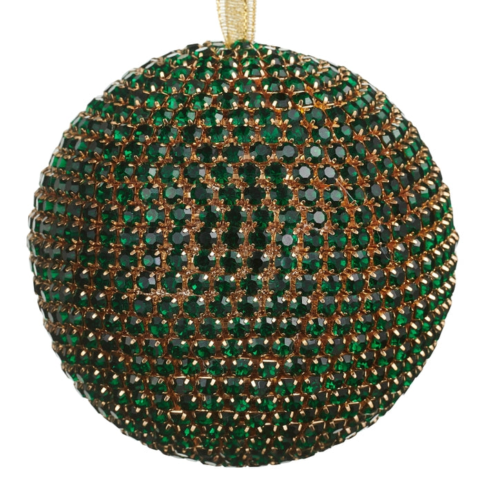 5" Green Rhinestone Ball Ornament