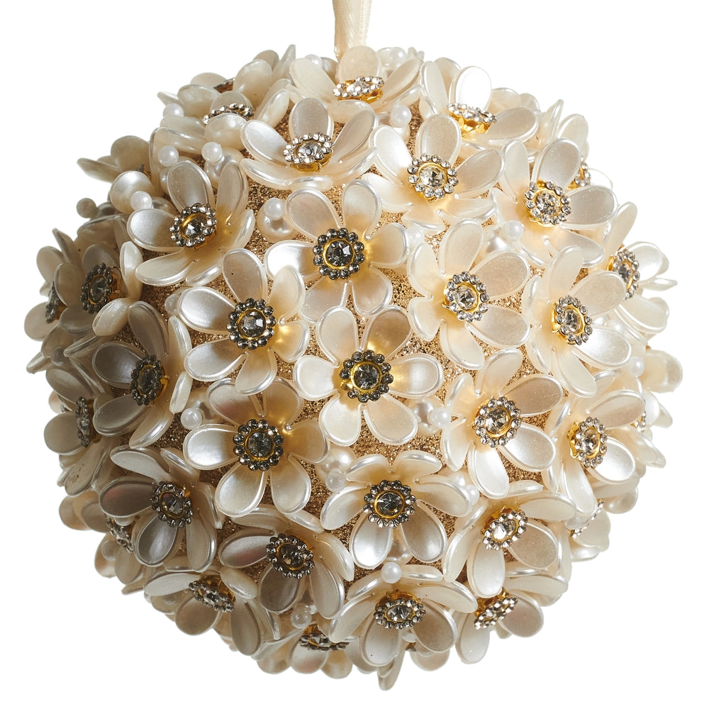 5" Pearl Floral Ball Ornament