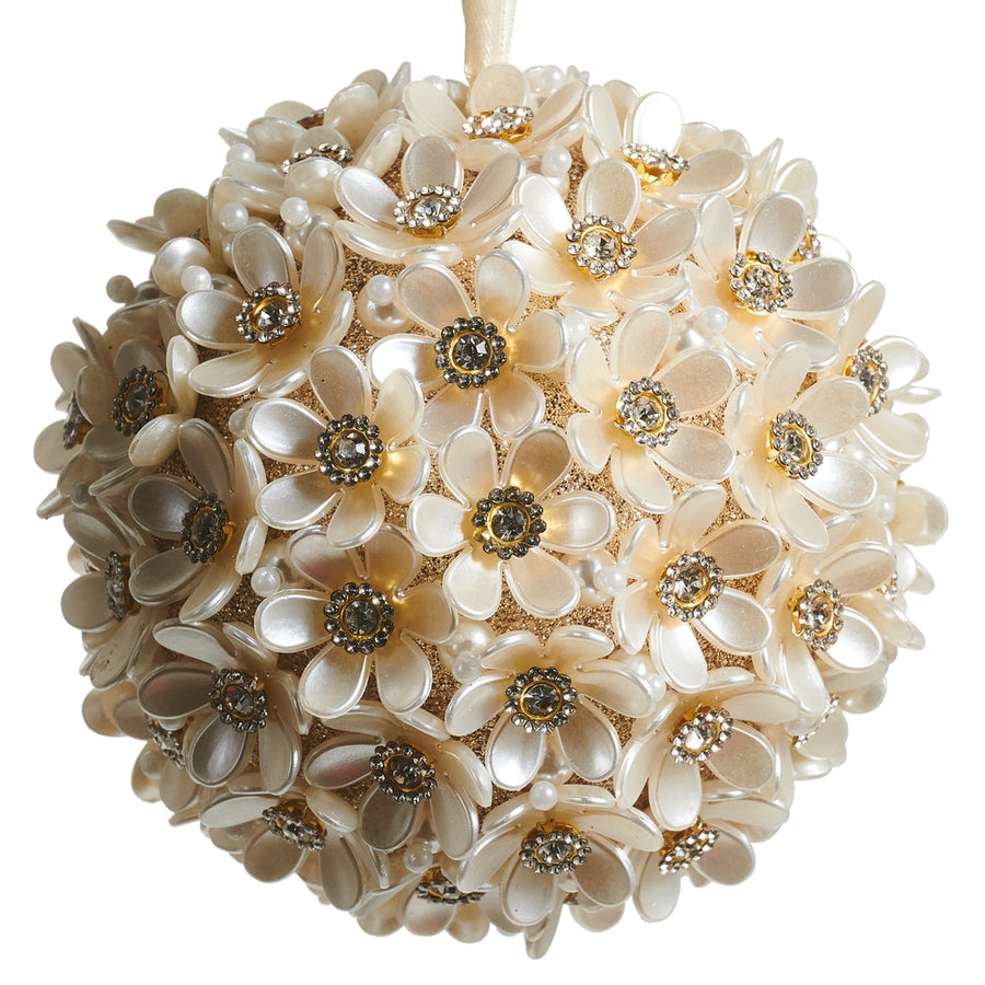 5" Pearl Floral Ball Ornament