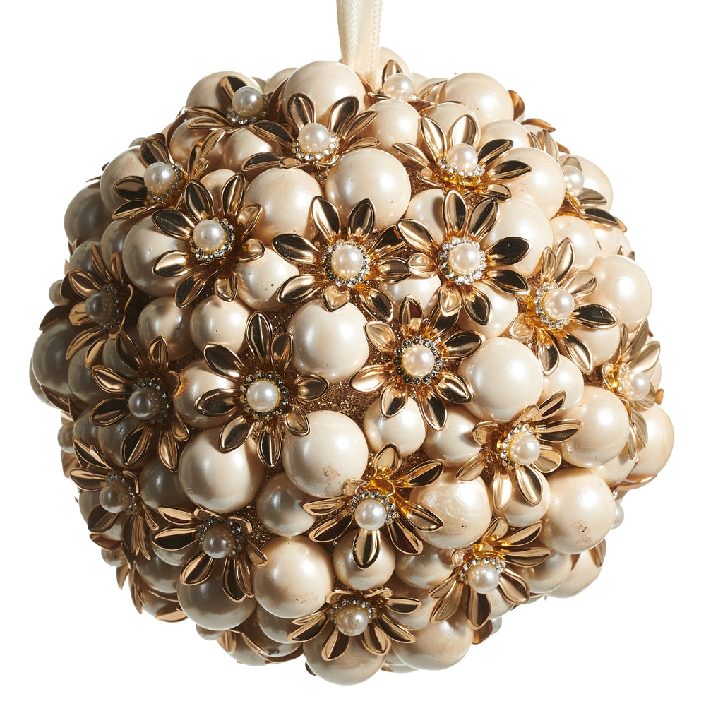 5" Pearl Floral Ball Ornament